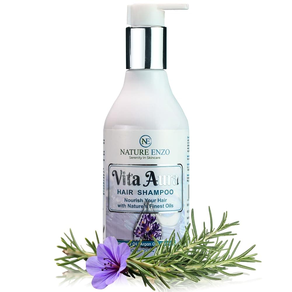 NatureEnzo VitaAura Scalp Cleansing Shampoo | Rosemary Oil, Argan Oil & Vitamin E | Deep Cleansing & Hydrating Formula | Sulfate-Free | 300ml Pack of 1